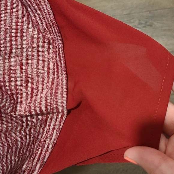 Rickis cowl neck striped long sleeve with sheer trim on hem - Picture 5 of 7